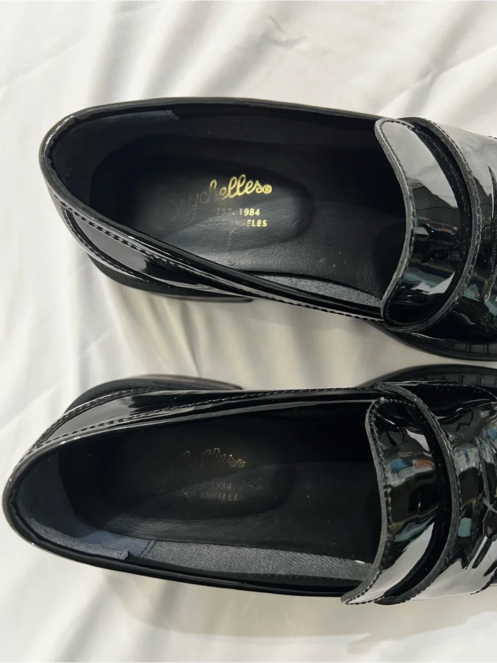 Seychelles Black Patent Leather Tassel Loafers Platform Academia Size 7.5